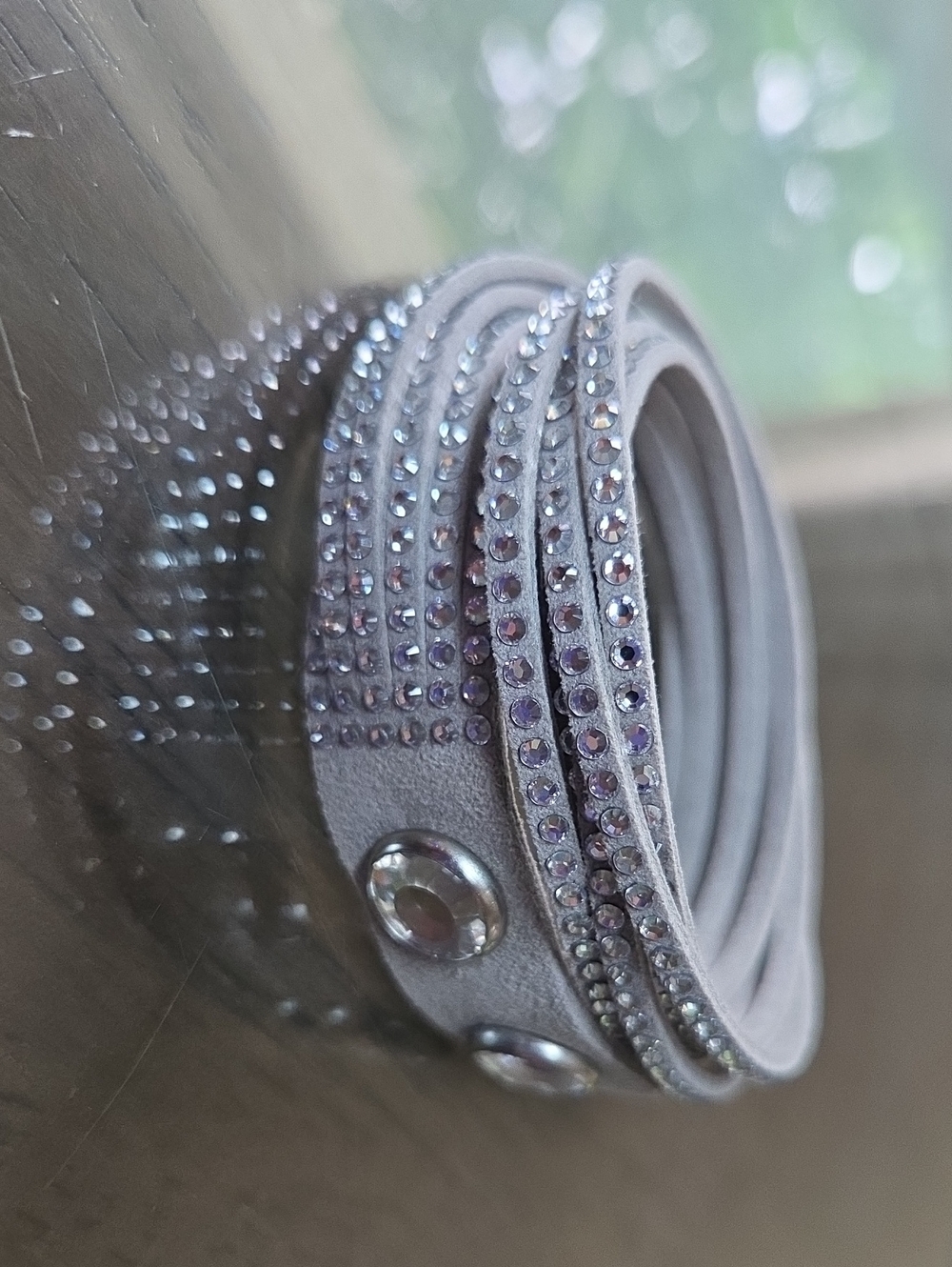 Crystal Embellished Wrap Bracelet - Light Gray - Picture 2 of 2